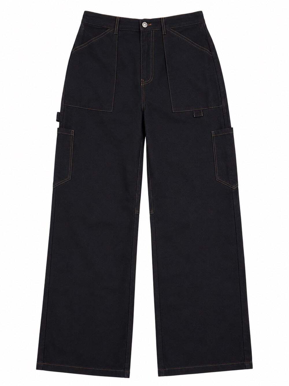 Lioness Penthouse Wide Leg Cargo Pants Womens Large Black Contrast Stitch